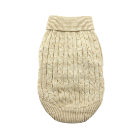 Combed Cotton Cable Knit Dog Sweater (Color: Oatmeal, size: 2X-Large)